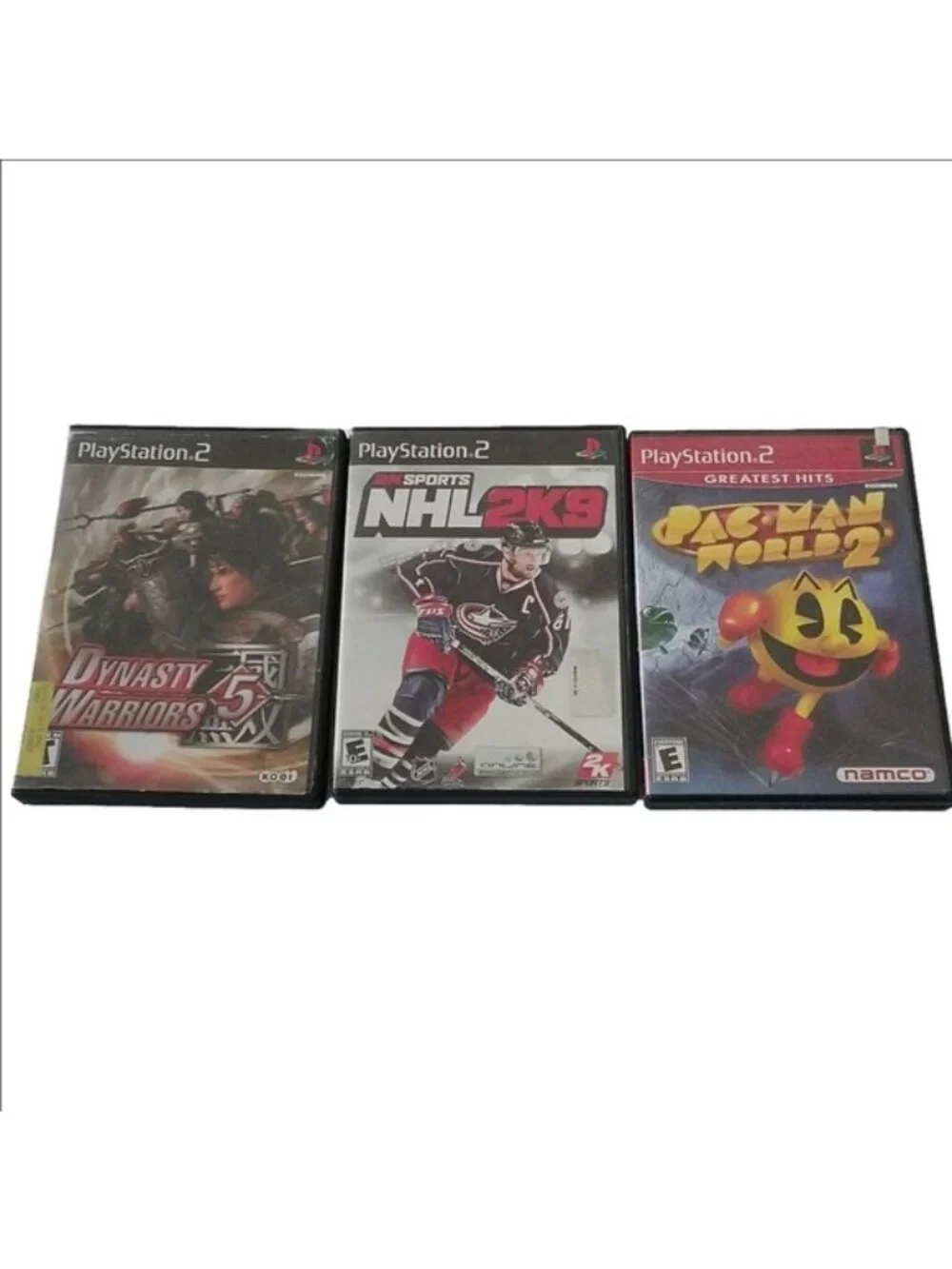 PlayStation 2 Games: Dynasty Warriors 5, NHL 2K9, PacMan World 2, set of 3